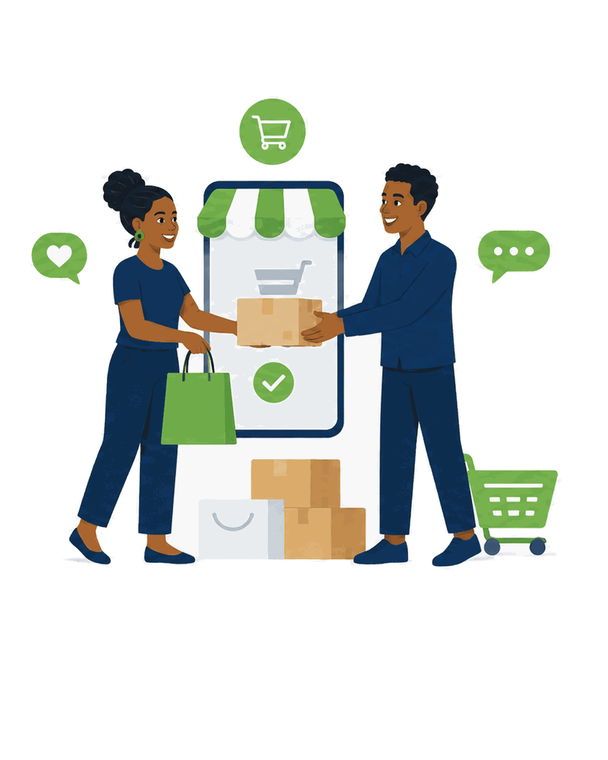 A buyer and a trader completing a sale on iSOKO